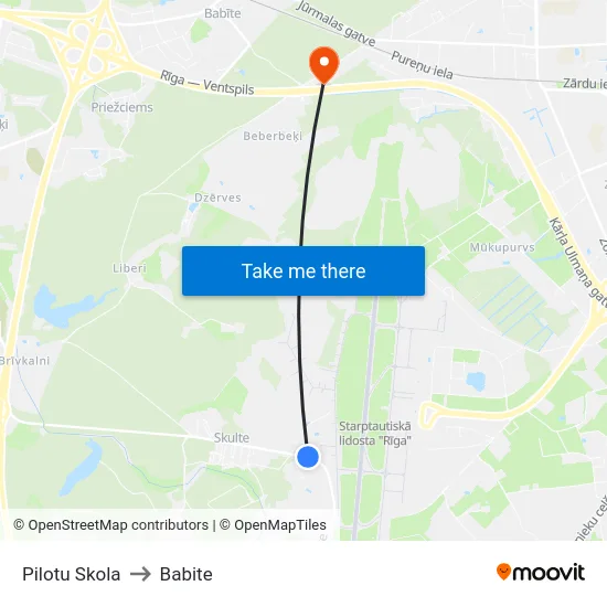 Pilotu Skola to Babite map