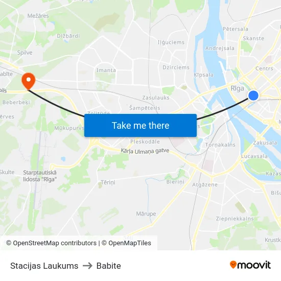 Stacijas Laukums to Babite map