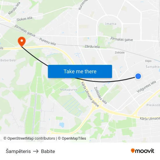 Šampēteris to Babite map