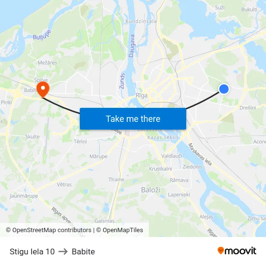 Stigu Iela 10 to Babite map