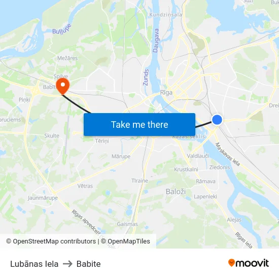 Lubānas Iela to Babite map