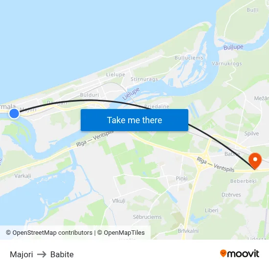 Majori to Babite map