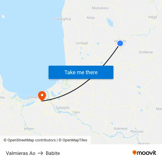 Valmieras Ao to Babite map