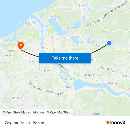 Zaķumuiža to Babite map