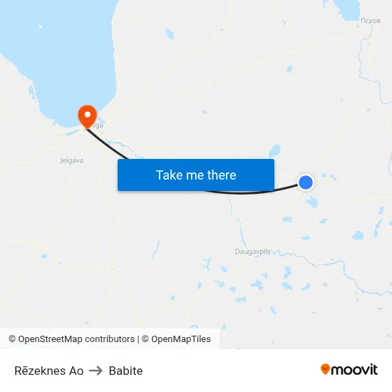 Rēzeknes Ao to Babite map