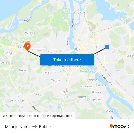 Mēbeļu Nams to Babite map