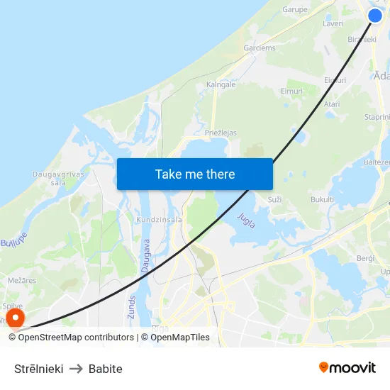 Strēlnieki to Babite map