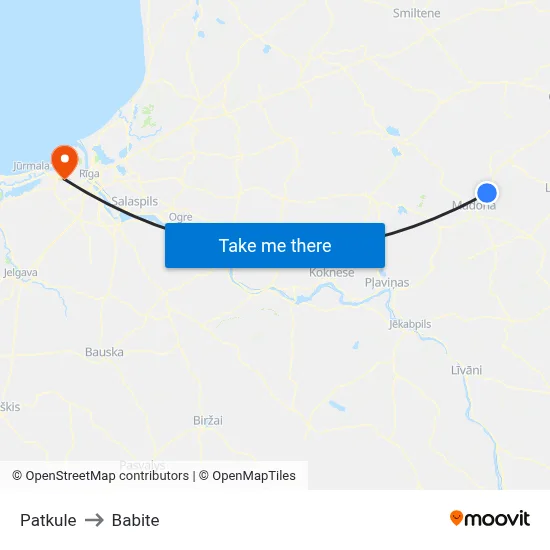 Patkule to Babite map