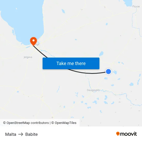 Malta to Babite map