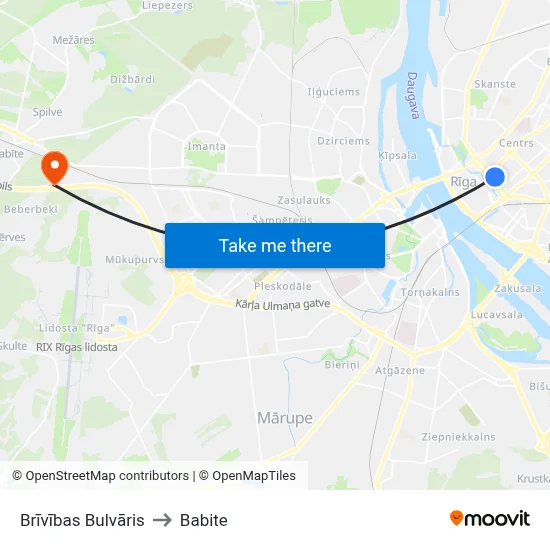 Brīvības Bulvāris to Babite map