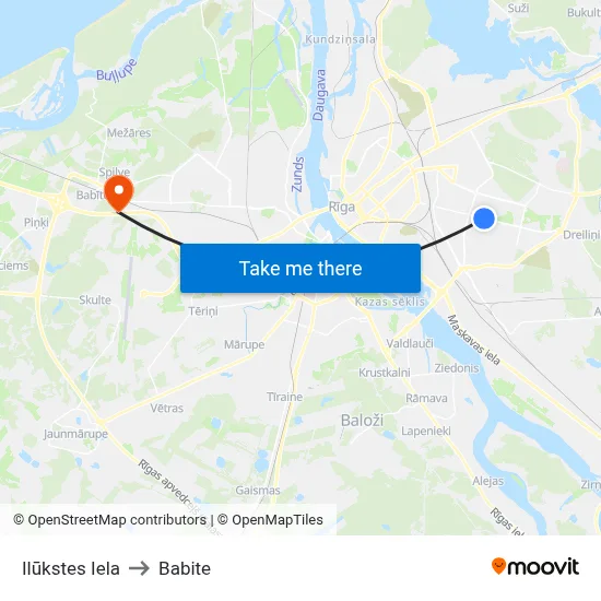 Ilūkstes Iela to Babite map
