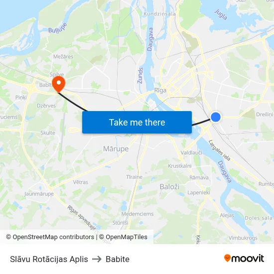 Slāvu Rotācijas Aplis to Babite map