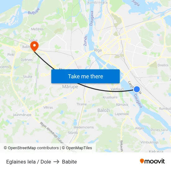 Eglaines Iela / Dole to Babite map