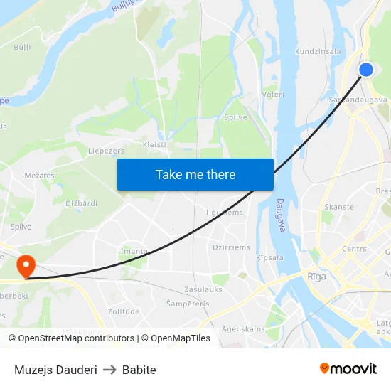 Muzejs Dauderi to Babite map