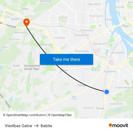Vienības Gatve to Babite map