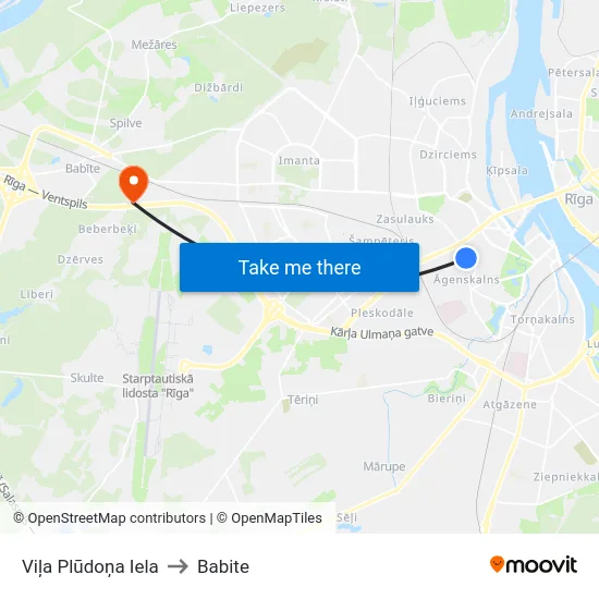 Viļa Plūdoņa Iela to Babite map