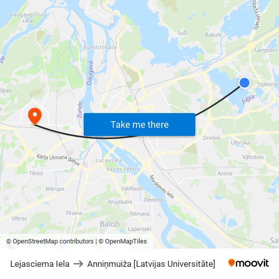 Lejasciema Iela to Anniņmuiža [Latvijas Universitāte] map