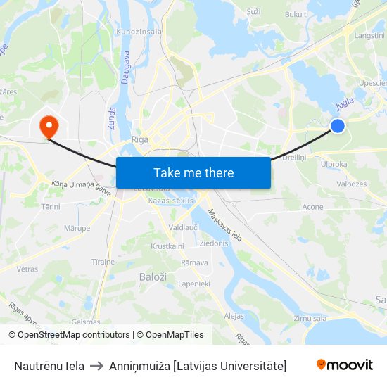 Nautrēnu Iela to Anniņmuiža [Latvijas Universitāte] map