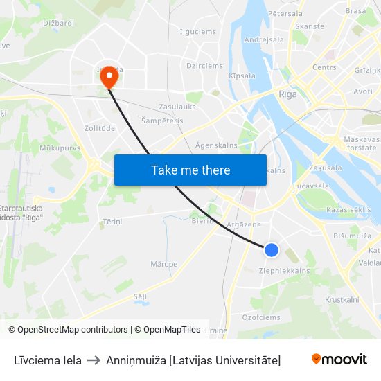 Līvciema Iela to Anniņmuiža [Latvijas Universitāte] map