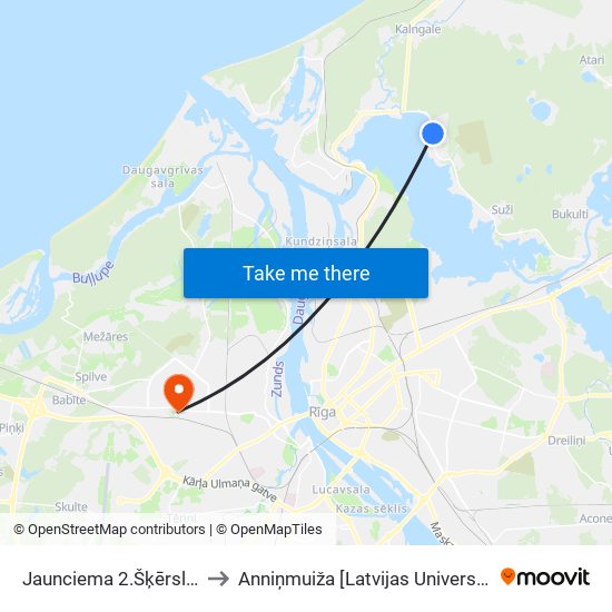 Jaunciema 2.Šķērslīnija to Anniņmuiža [Latvijas Universitāte] map