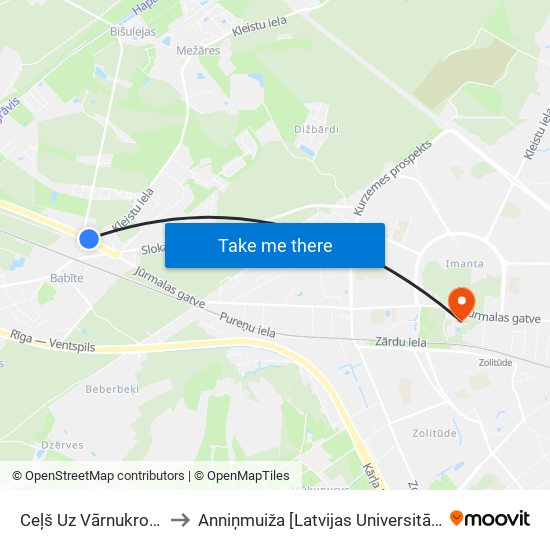 Ceļš Uz Vārnukrogu to Anniņmuiža [Latvijas Universitāte] map