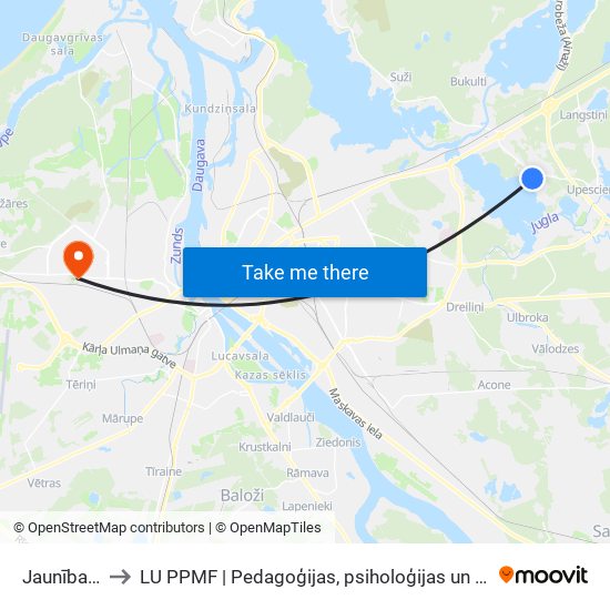 Jaunības Iela to LU PPMF | Pedagoģijas, psiholoģijas un mākslas fakultāte map