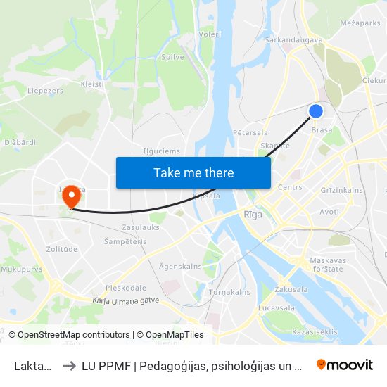 Laktas Iela to LU PPMF | Pedagoģijas, psiholoģijas un mākslas fakultāte map