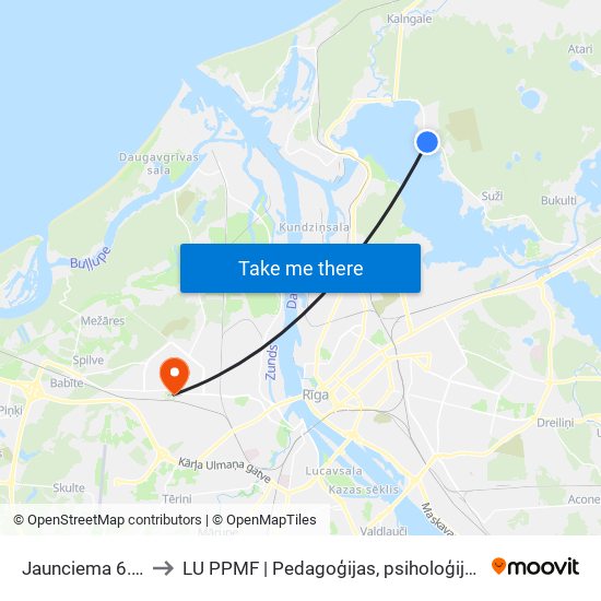 Jaunciema 6.Šķērslīnija to LU PPMF | Pedagoģijas, psiholoģijas un mākslas fakultāte map