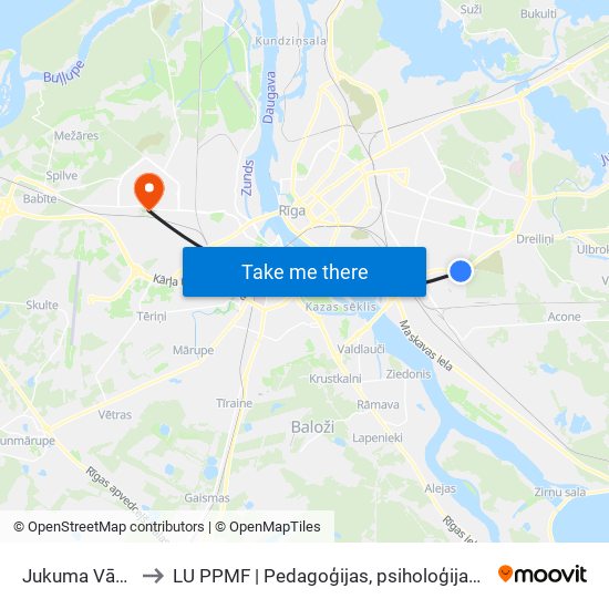 Jukuma Vācieša Iela to LU PPMF | Pedagoģijas, psiholoģijas un mākslas fakultāte map