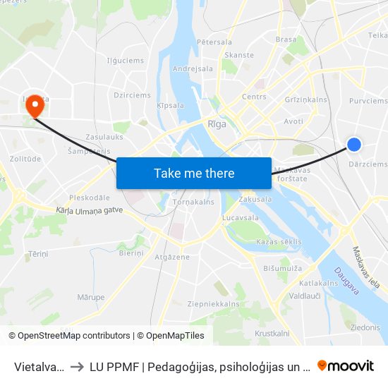 Vietalvas Iela to LU PPMF | Pedagoģijas, psiholoģijas un mākslas fakultāte map