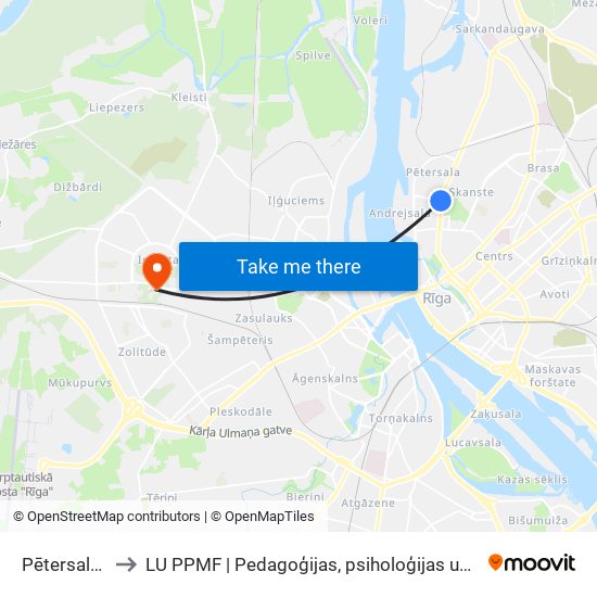 Pētersalas Iela to LU PPMF | Pedagoģijas, psiholoģijas un mākslas fakultāte map