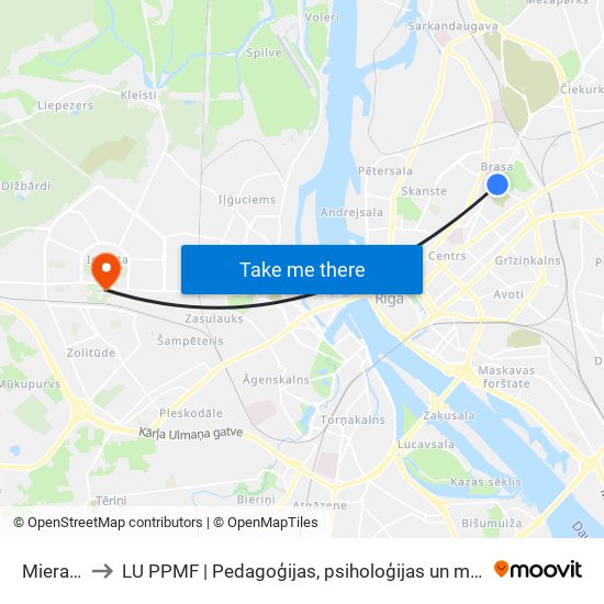 Miera Iela to LU PPMF | Pedagoģijas, psiholoģijas un mākslas fakultāte map