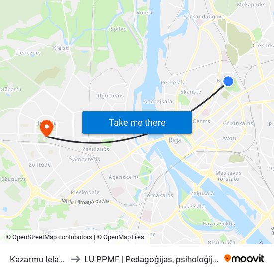 Kazarmu Iela/Lielie Kapi to LU PPMF | Pedagoģijas, psiholoģijas un mākslas fakultāte map