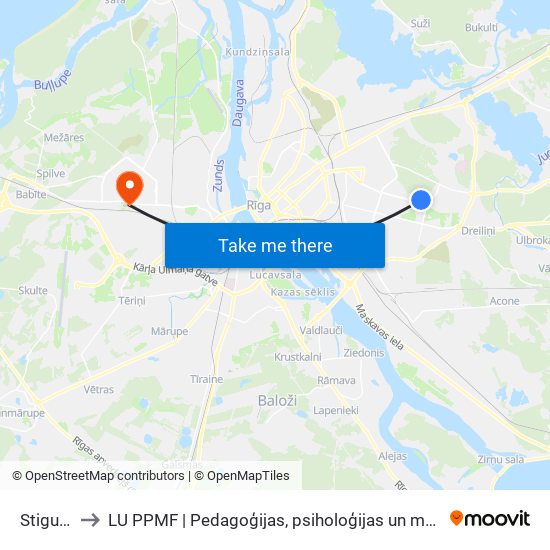 Stigu Iela to LU PPMF | Pedagoģijas, psiholoģijas un mākslas fakultāte map