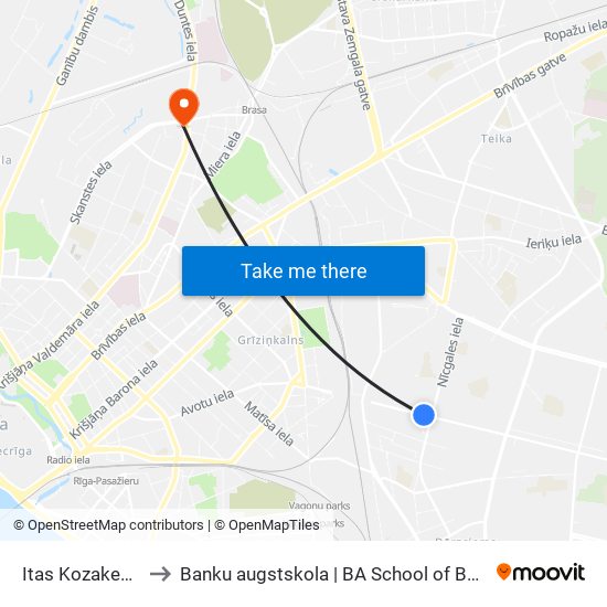 Itas Kozakevičas Iela to Banku augstskola | BA School of Business and Finance map