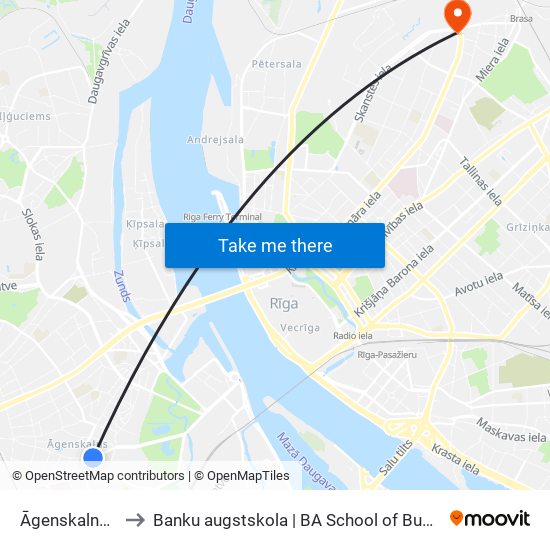 Āgenskalna Tirgus to Banku augstskola | BA School of Business and Finance map