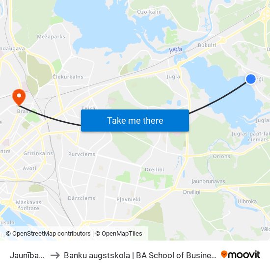 Jaunības Iela to Banku augstskola | BA School of Business and Finance map