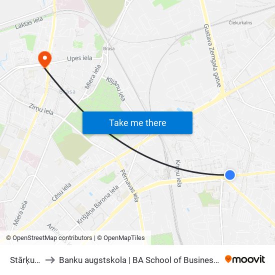 Stārķu Iela to Banku augstskola | BA School of Business and Finance map