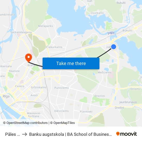 Pāles Iela to Banku augstskola | BA School of Business and Finance map