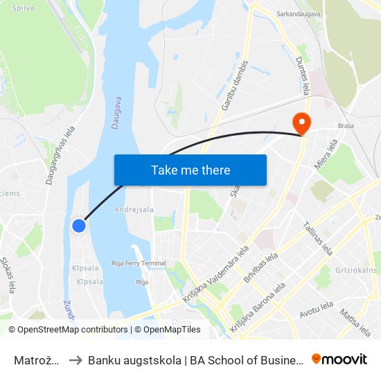 Matrožu Iela to Banku augstskola | BA School of Business and Finance map