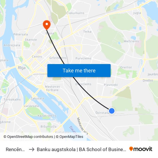 Rencēnu Iela to Banku augstskola | BA School of Business and Finance map