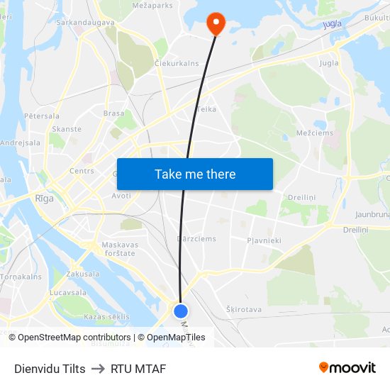 Dienvidu Tilts to RTU MTAF map