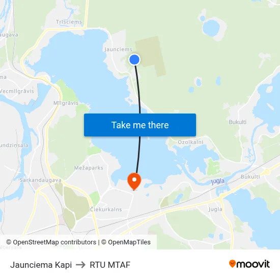 Jaunciema Kapi to RTU MTAF map