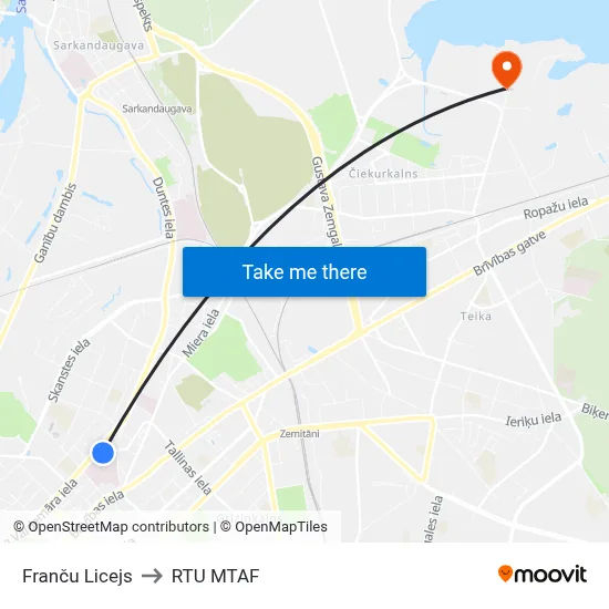 Franču Licejs to RTU MTAF map