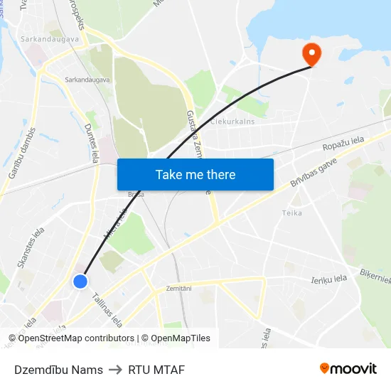 Dzemdību Nams to RTU MTAF map