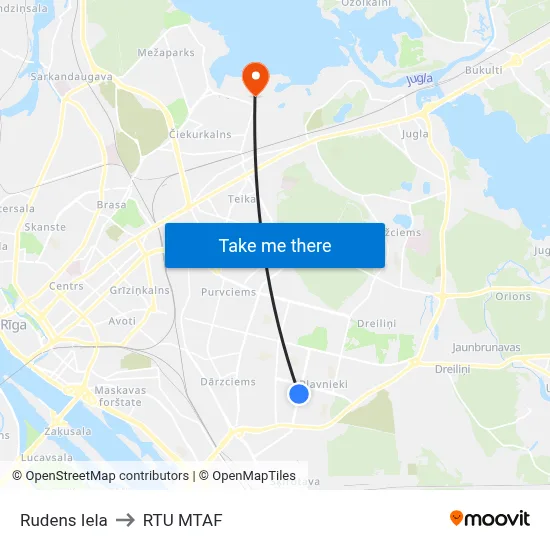 Rudens Iela to RTU MTAF map