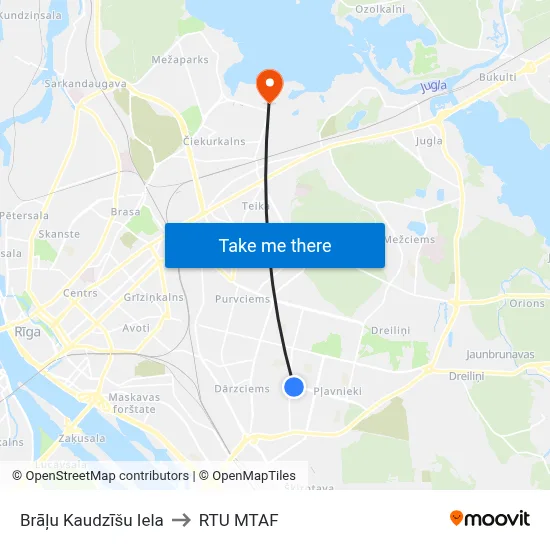 Brāļu Kaudzīšu Iela to RTU MTAF map