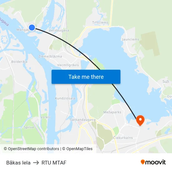 Bākas Iela to RTU MTAF map