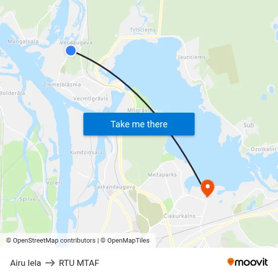 Airu Iela to RTU MTAF map