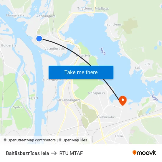 Baltāsbaznīcas Iela to RTU MTAF map